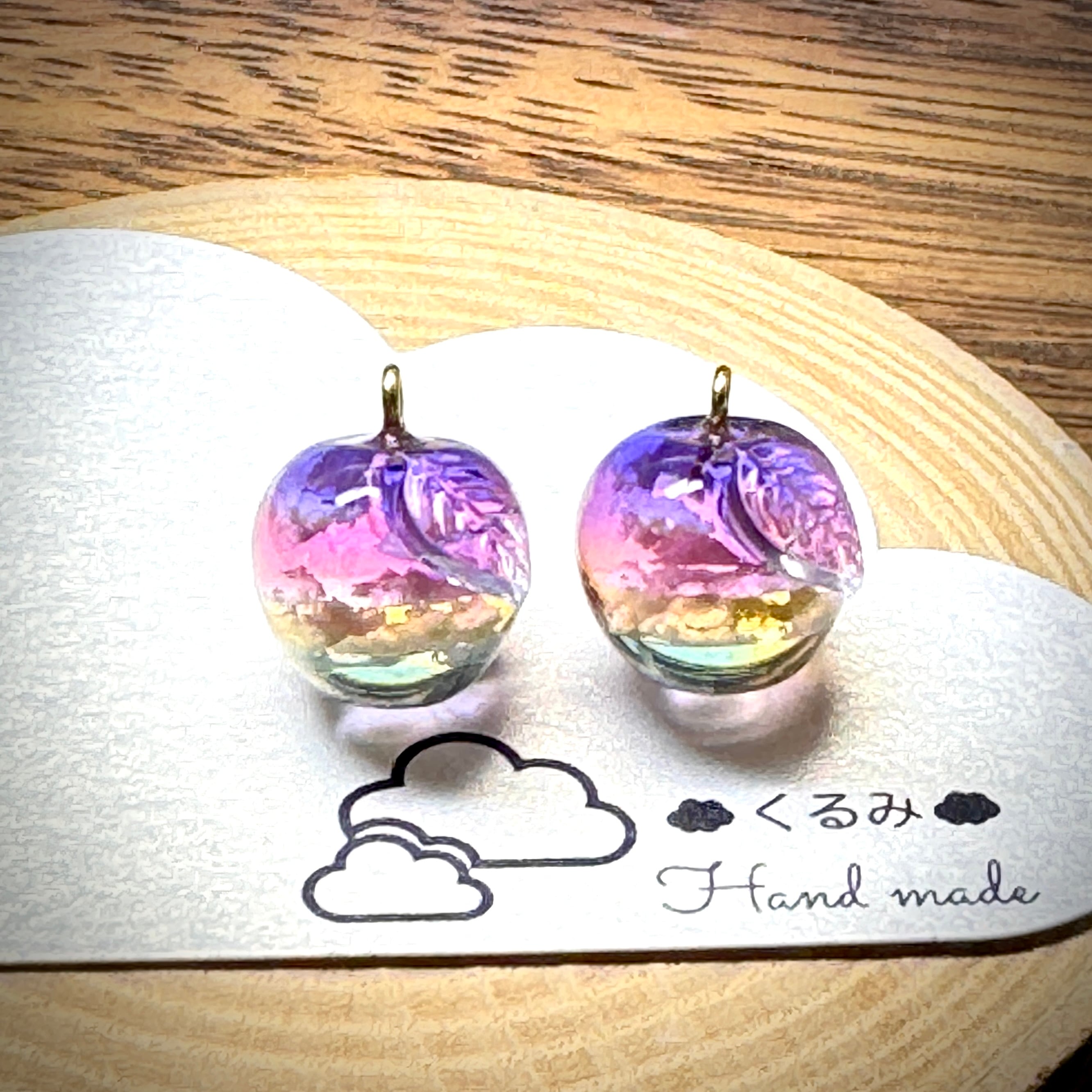 レジンピアス イヤリング 夕暮れ空 りんごちゃん f