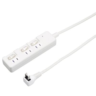 YAZAWA(ヤザワ)雷ガード付節電タップ 3個口 コード長1m 個別スイッチ付 ホワイト H8KS331WH