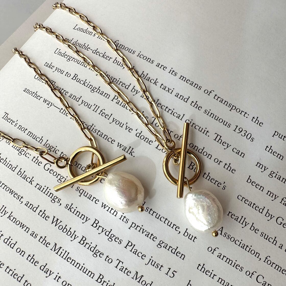 316L pearl mantel necklace（淡水パールネックレス/マンテル 