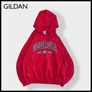 【GILDAN】UGA カレッジ アーチロゴ GEORGIA BULLDOGS ジョージア大学 アメフト フットボール パーカー プリント スウェット フーディー hoodie プルオーバー us古着