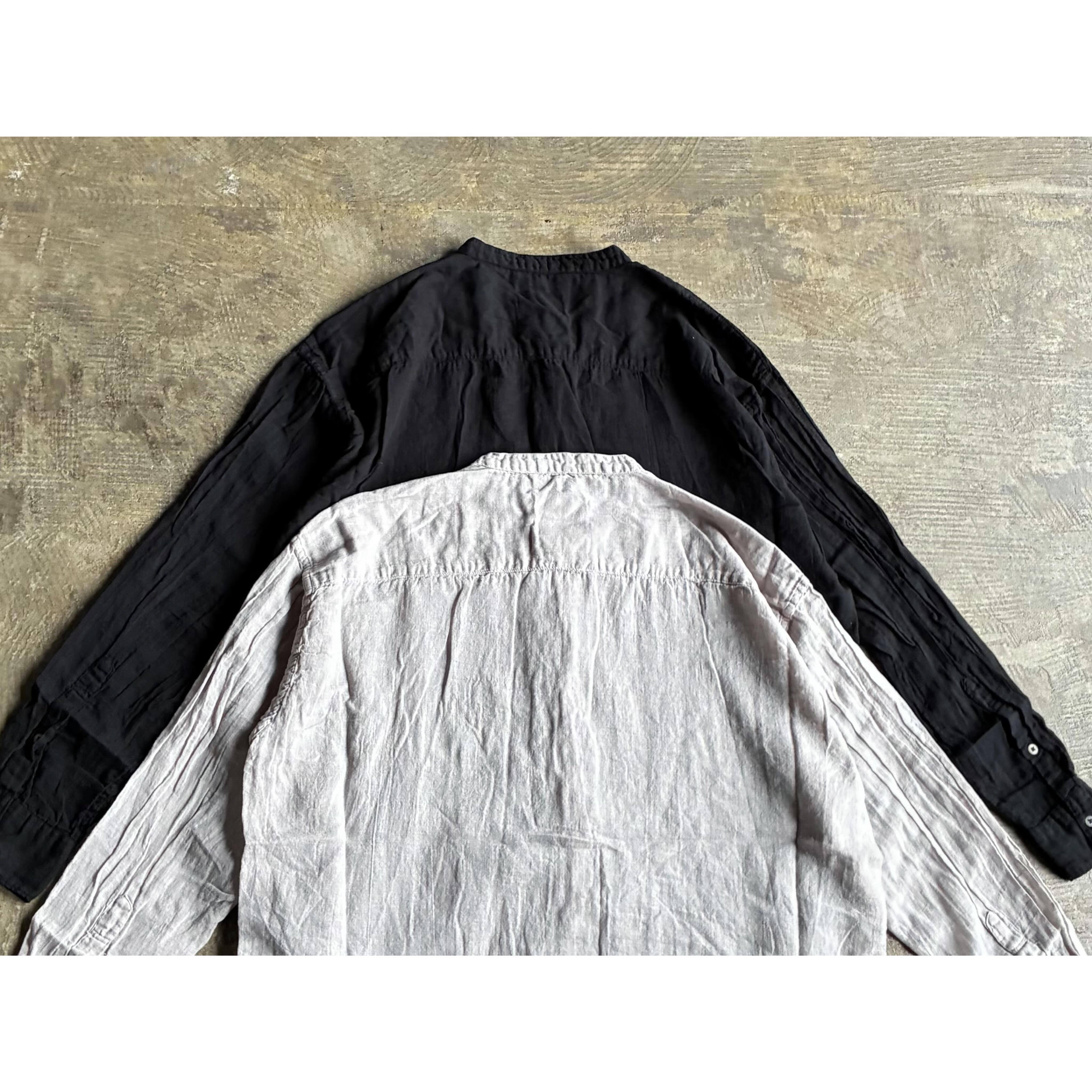 タンタン購入　ARMEN アーメン ガーゼレギュラーシャツ ブラック サイズ2 ARMEN(アーメン) 60s Single Gauze Plain Overdye Utility Banded
