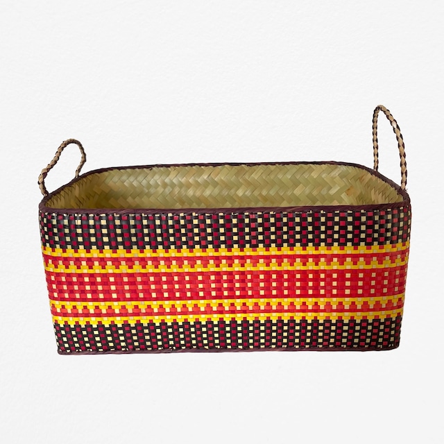 Rectangular colourful basket M 持ち手付 w29.5cm×17.5cm×h13cm