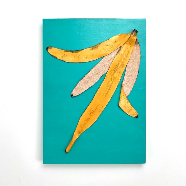 Leather collage art (BANANA PEEL)  A4 size wooden panel original picture