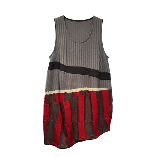 【最新作】モデル着用。。。風通ストライプ×ラメ コクーンベスト【264-7220】Breathable Stripe x Glitter Cocoon Vest