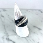 リング　ラインストーン　 19号　白黒エナメル　太めのリング　大振りリング　 12accs21