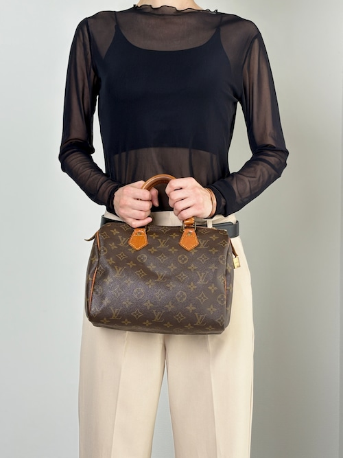 LOUIS VUITTON ルイヴィトン スピーディ25 モノグラム ハンドバッグ ブラウン レザー ミニボストン M41528 vintage ヴィンテージ オールド ddzcpj