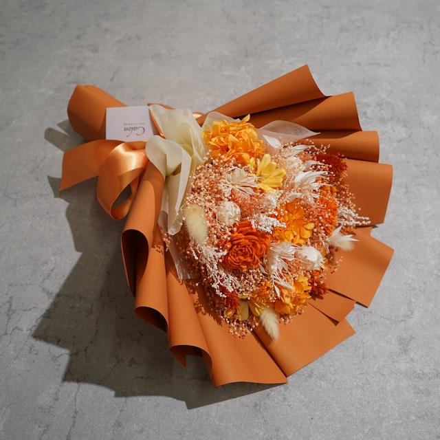 ドライフラワーの花束 Mサイズ オレンジ M-572≪限定１点≫