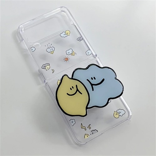 送料無料【予約商品】　(0175）スマホグリップ　雲　レモン　韓国　iPhone  iPhoneケース　スマホケース