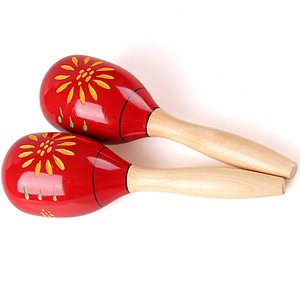 【新着特価】[TradeWind] マラカス Maracas ラテンパーカッション 木製 ウッド 打楽器 シェイカー 玉子型 リトミック 吹奏楽 カラオケ パーティー 2本組(赤)