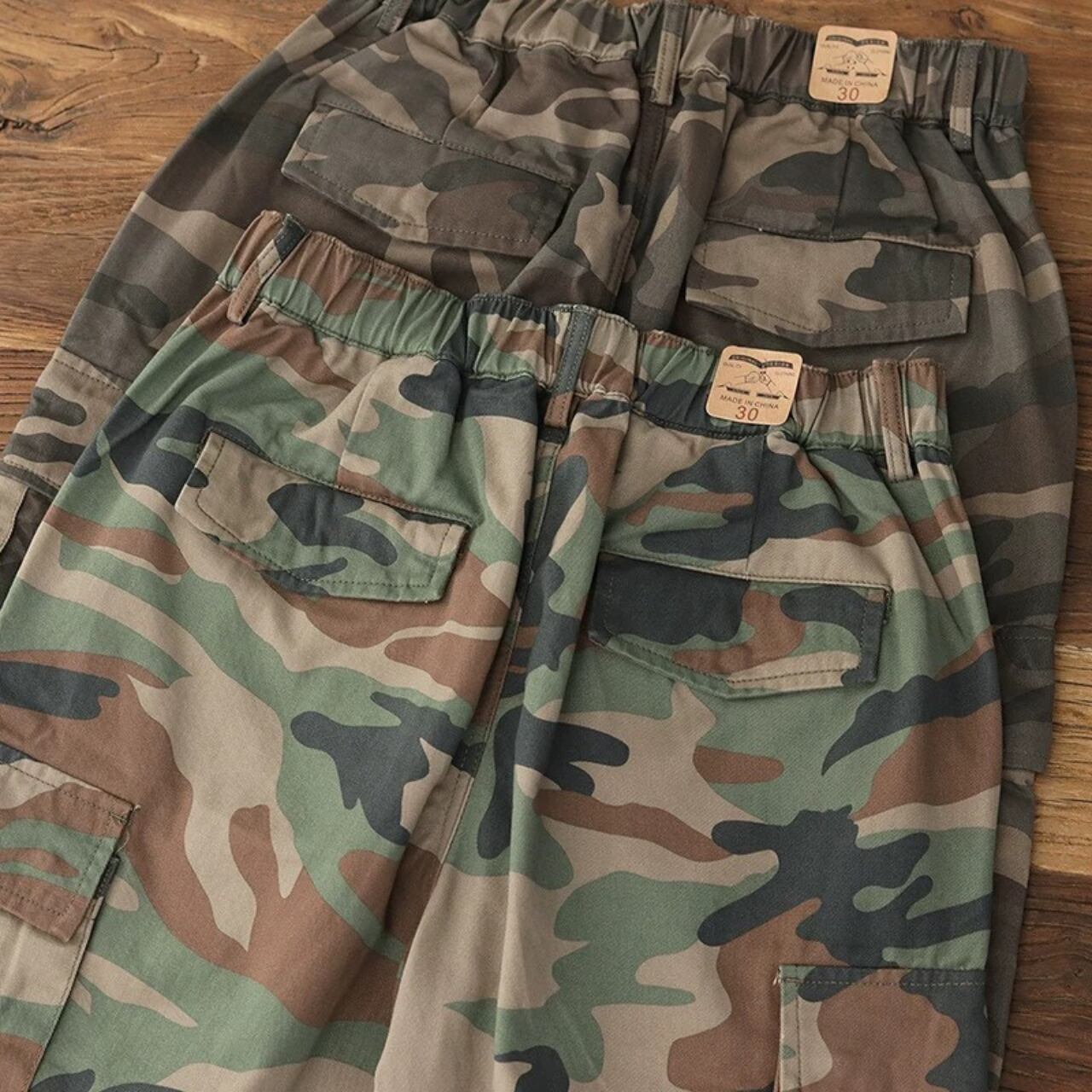 カモフラージュ柄 クォーター丈 カーゴパンツ 00118