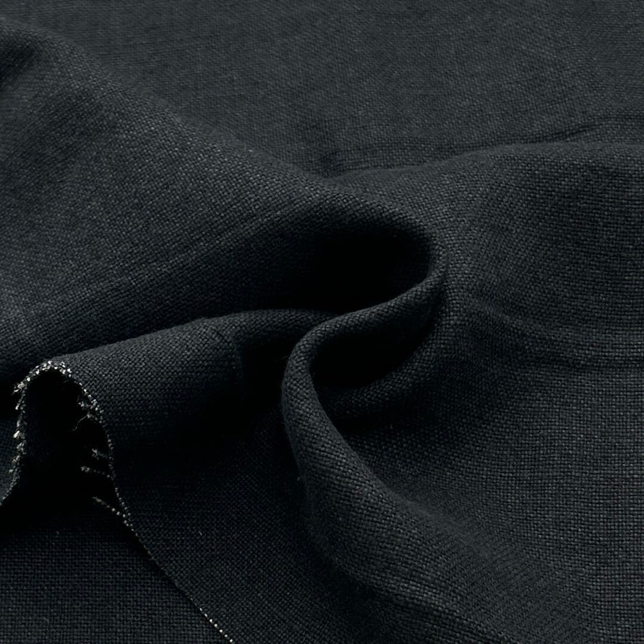 ★NY838◆1.2m◆コットンリネン荒平織り生地◆ブラック