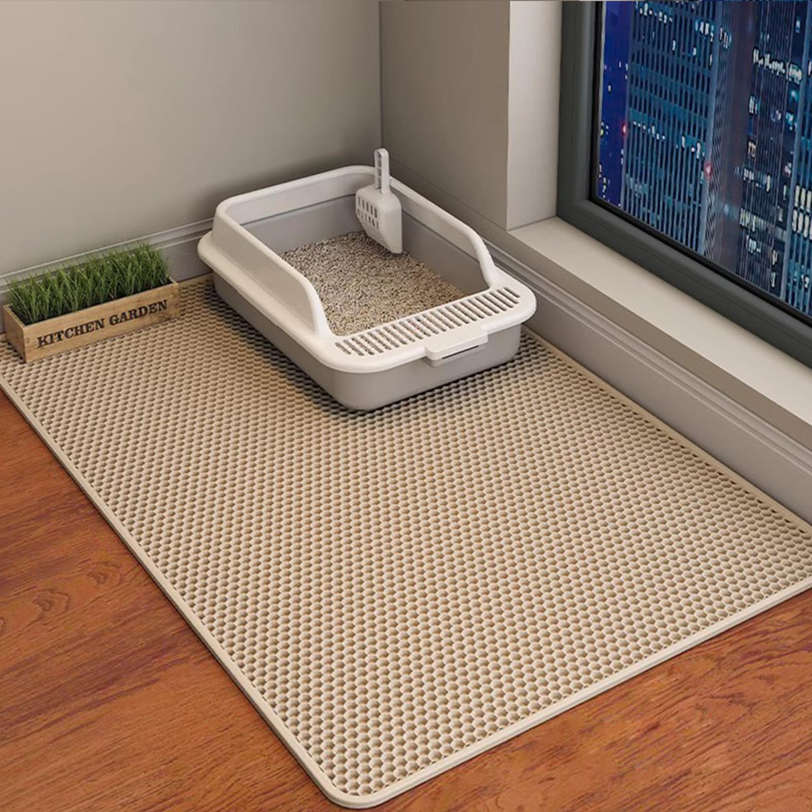 【在庫処分】猫砂マット 猫マット 75 x 55 cm 猫砂取りマット 複数サイズ 猫用トイレシート 猫トイレマット 飛び散り防止マッ 掃除簡単 EVA 滑り止め 防水 防カビ 臭さ防止 マッサージ式 高耐久