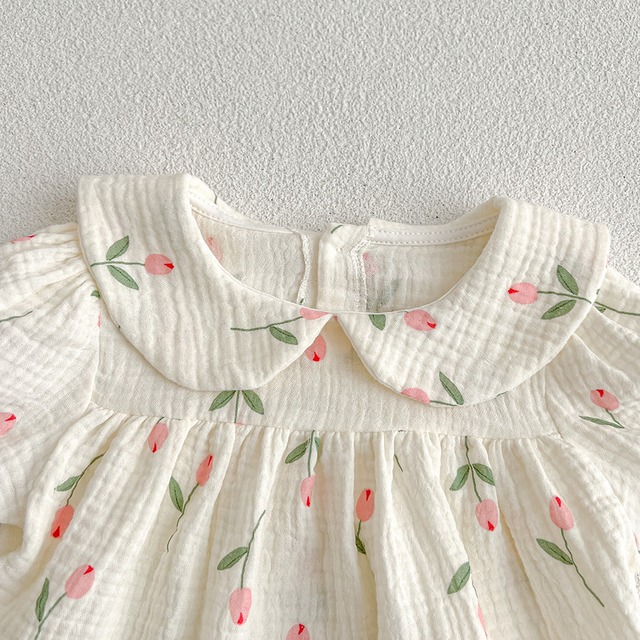【姉妹服】チューリップ柄ガーゼロンパース/上下セットアップ - 20
