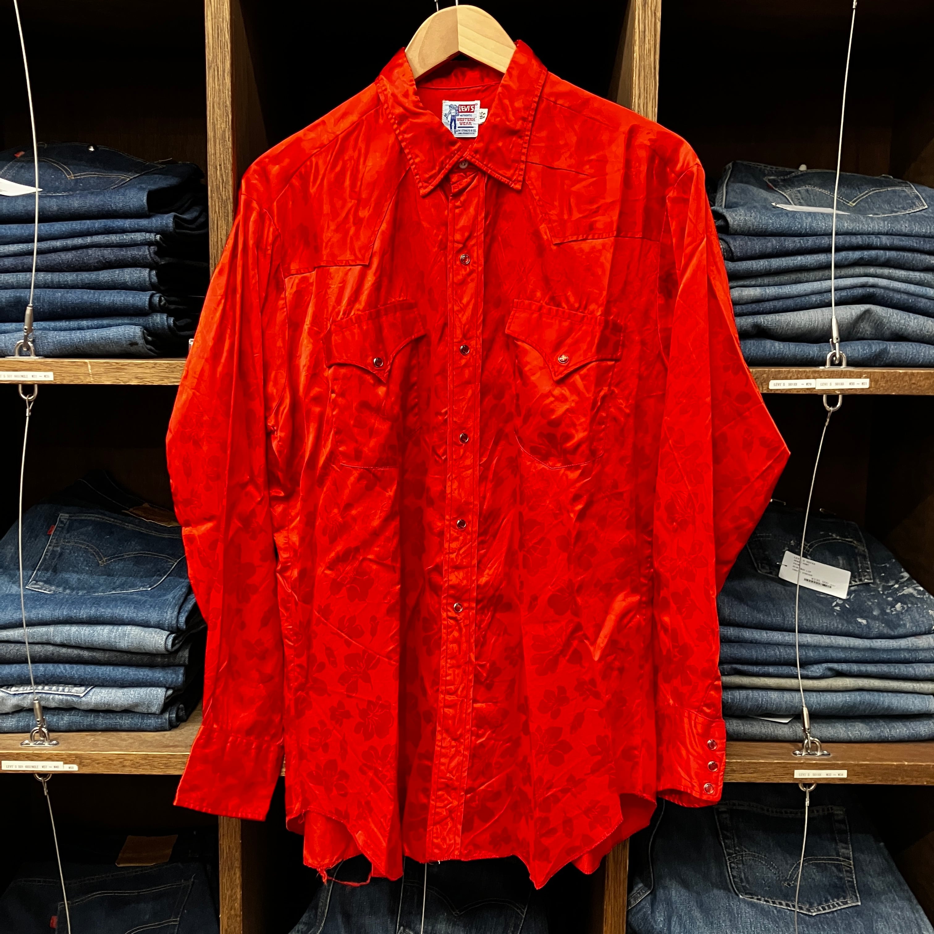1960'S LEVI'S RED SATIN WESTERN SHIRT | safarionline