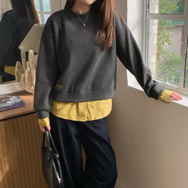 layered embroidered sweatshirt　J00267