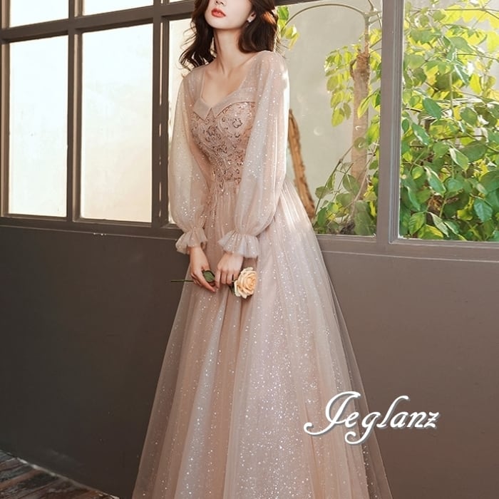 パーティ ドレス 編み上げ ラメ 光沢感 ロング/イブニング(MB171)ζ