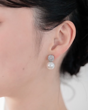 スクエアシャイン パールピアス/イヤリングシルバー【AE2606-05S】