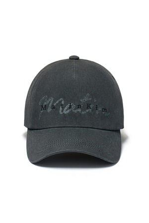 [Matin Kim] COTTON WASHED CRACK LOGO BALL CAP IN CHARCOAL 正規品 韓国ブランド 韓国通販 韓国代行 韓国ファッション マーティンキム matinkim 日本 店舗