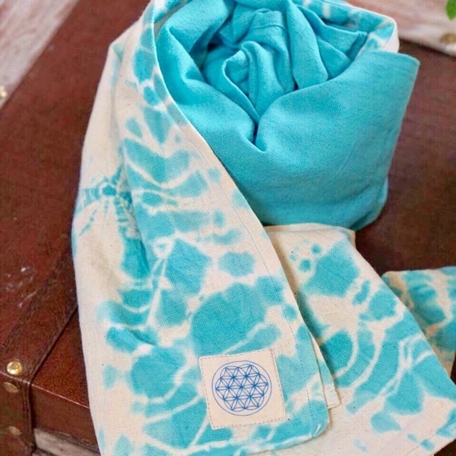 Hand Dyed Himalayan Cotton Scarf-Ocean Blue ヒマラヤンブルー コットン
