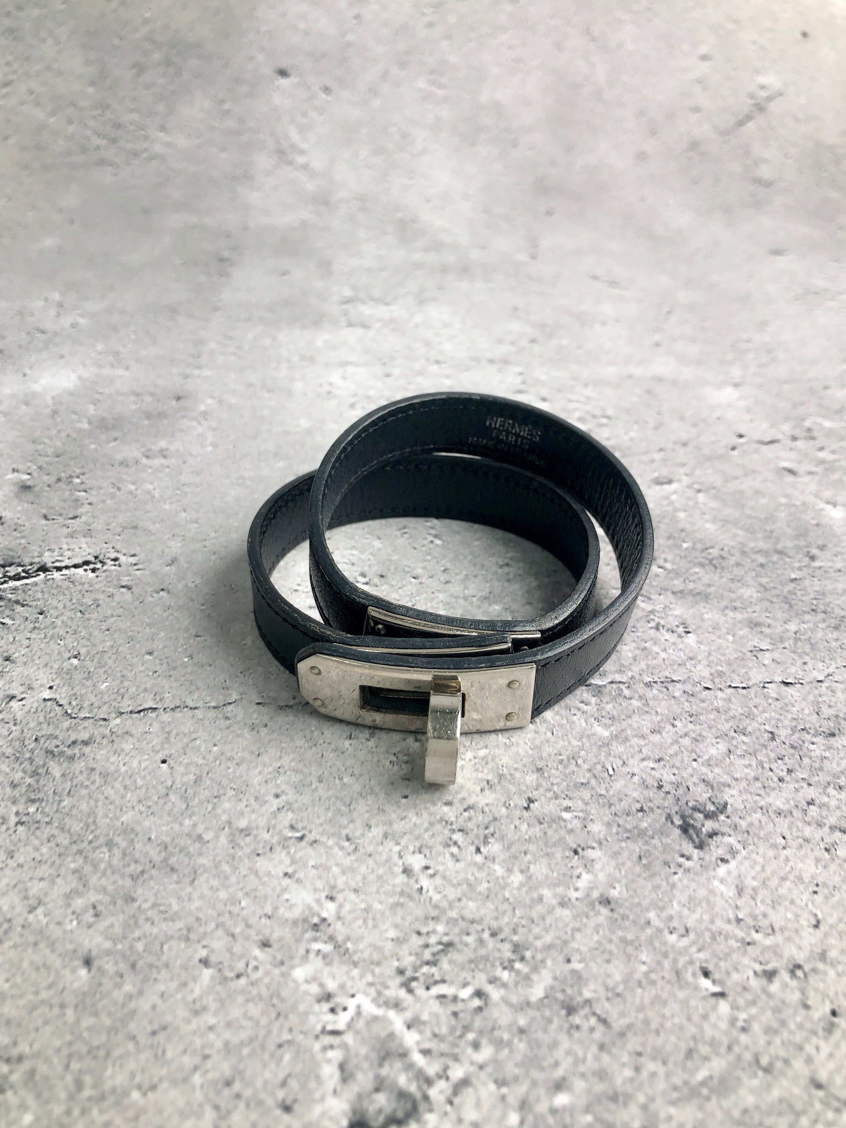 HERMES エルメス ブレスレット ブラック レザー ケリー ドゥブル HERMES エルメス ブレスレット ブラック レザー ケリー ドゥブル