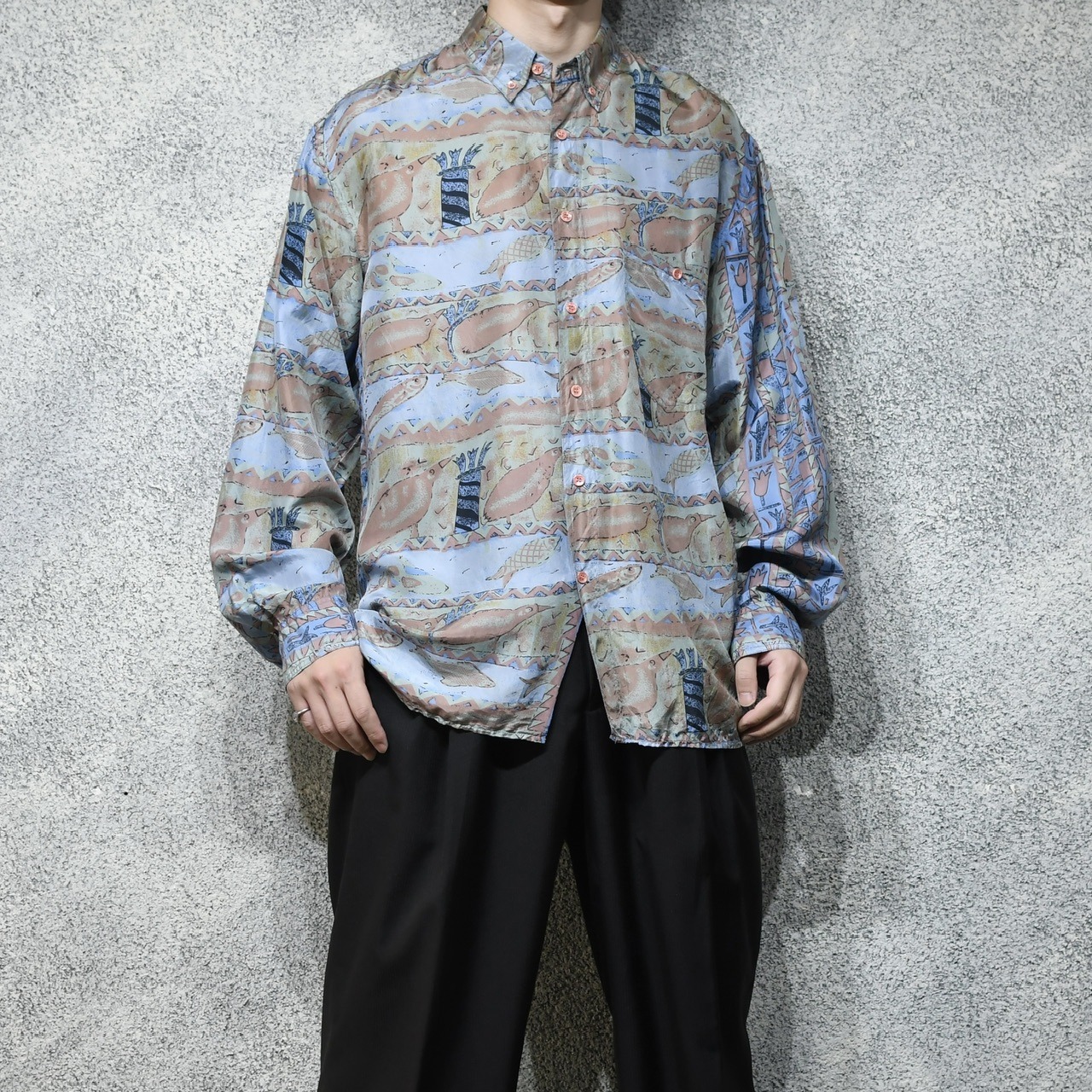 art pattern silk shirt