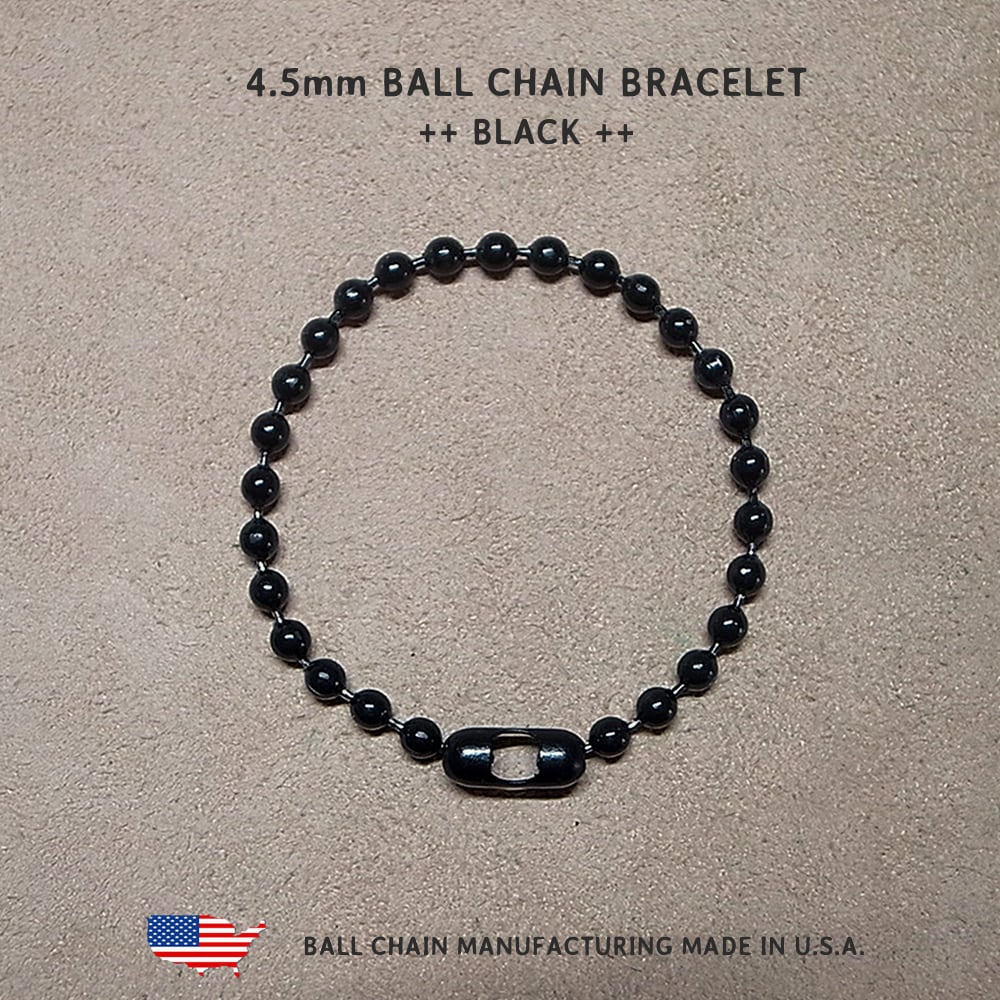 4.5mm BALL CHAIN BRACELET- BLACK- Made in U.S.A./ 4.5mm 4.5mm BALL CHAIN BRACELET- BLACK- Made in U.S.A./ 4.5mm