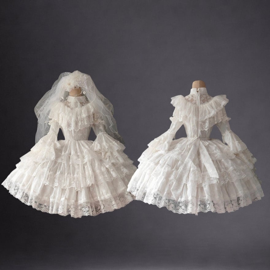 ゴスロリ ミドル丈ドレス ハイウエスト 切り替えスカート イベント衣装