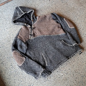 ネパール製 パッチワークニット&フリースパーカー used [312031]