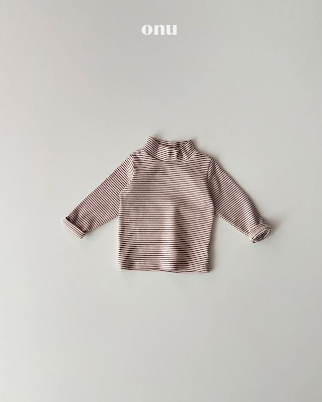 予約⌇onu/ Soft stripe half turtleneck