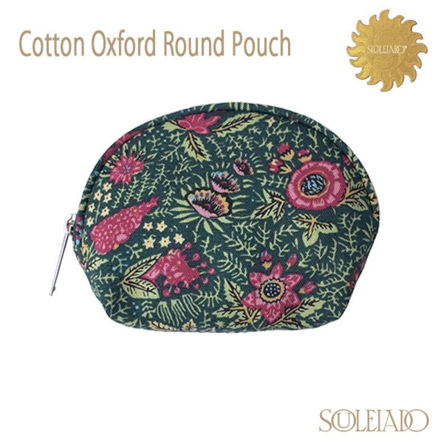 SOULEIADO Cotton Oxford Round Pouch コットンオックス ポーチ グリーン系 コスメ 小物入れ フランス TOMORROWLAND 正規販売店