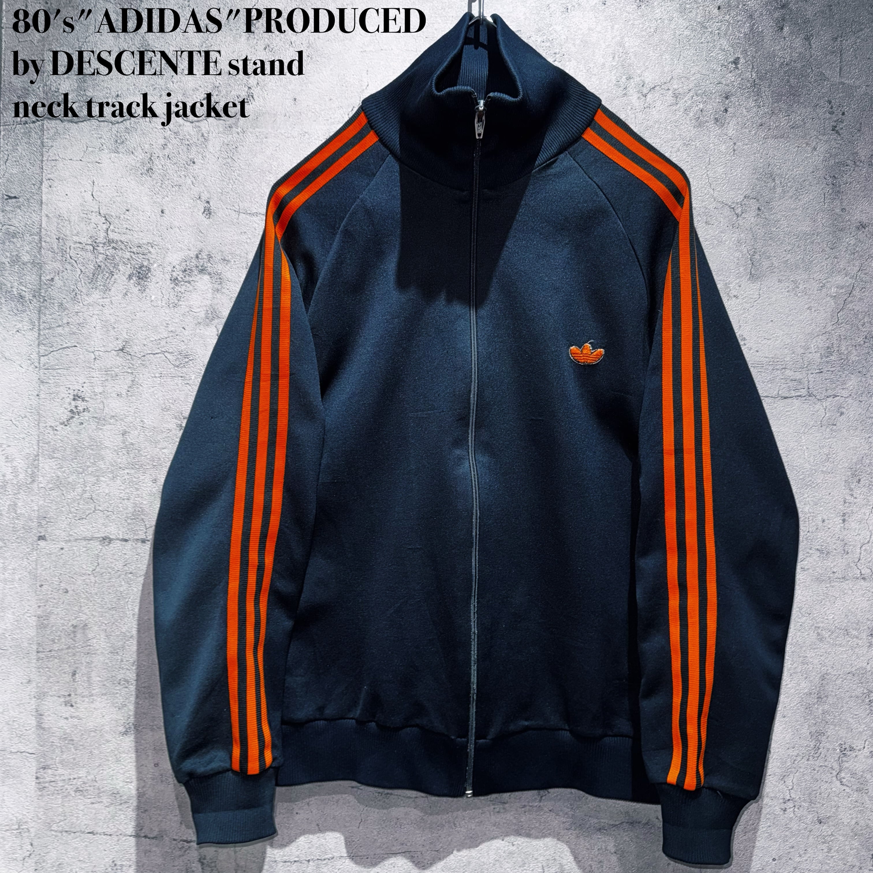 80's"ADIDAS"PRODUCED by DESCENTE stand neck track jacket