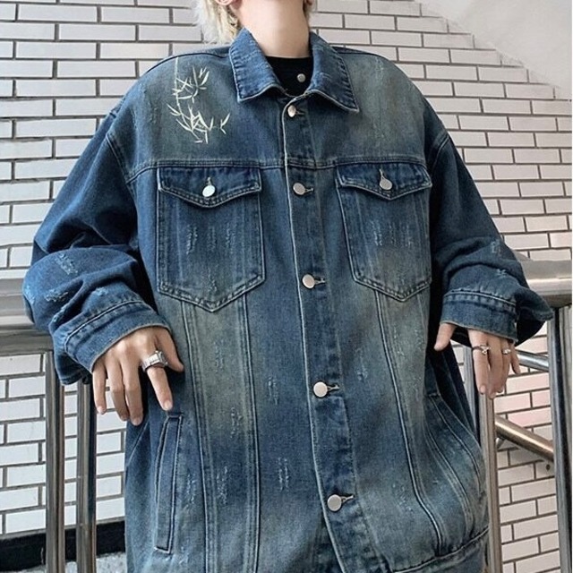ビックシルエットバンブーデニムジャケット bt1437【韓国メンズファッション】