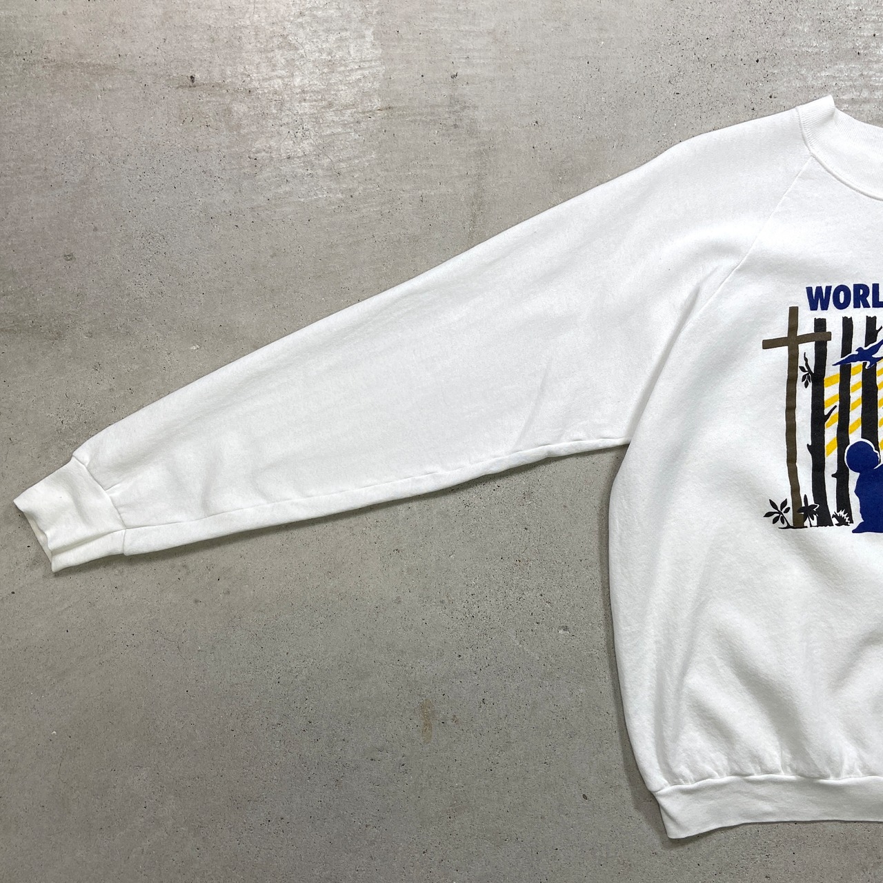 90年代 USA製 FRUIT OF THE LOOM ラグランスウェットシャツ プリント 