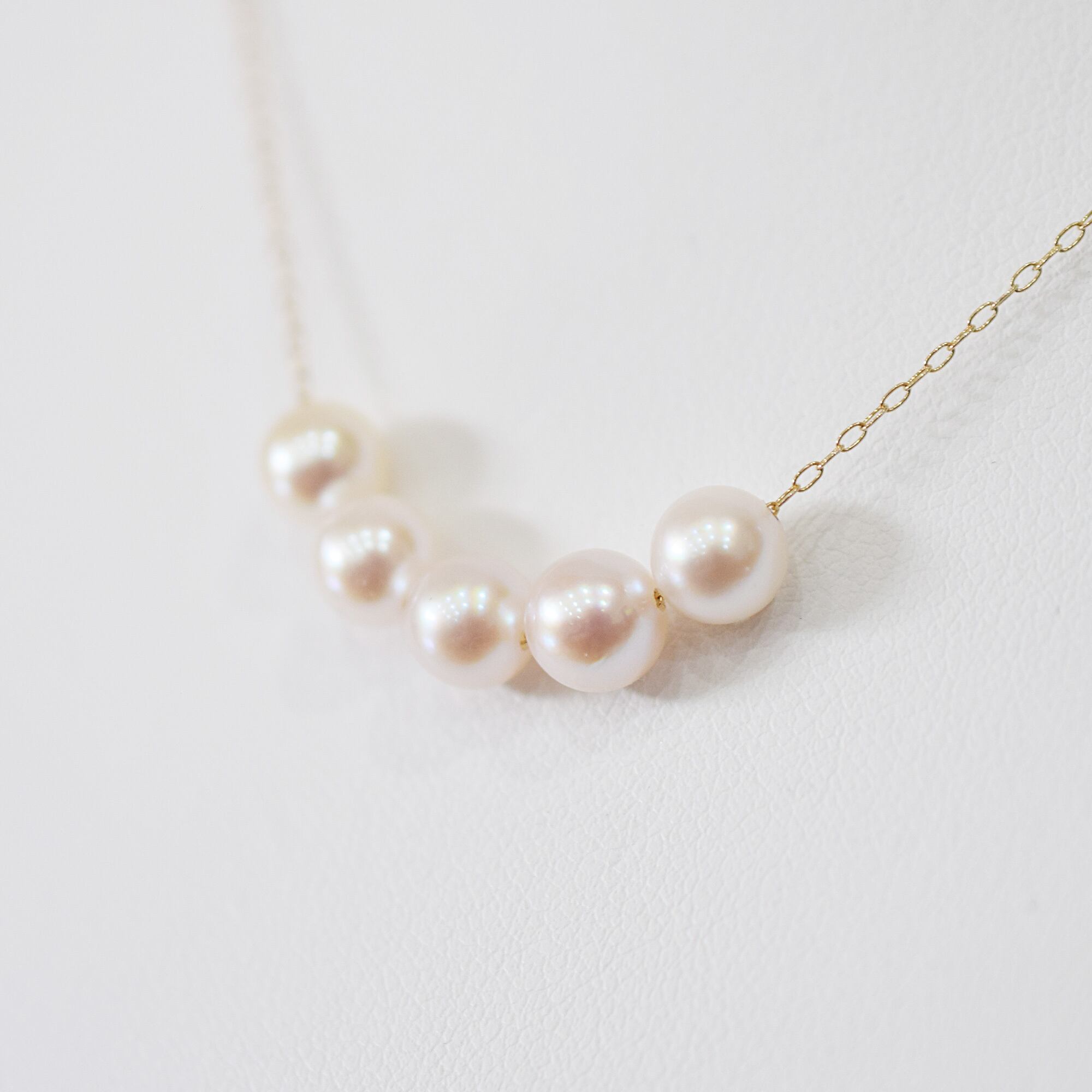 pearl669］6mm - 6.5mm 5粒 スルーネックレス ネックレス ホワイト