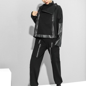 Black Zipper Casual Sweatshirt / ジップ カジュアル スウェットシャツ