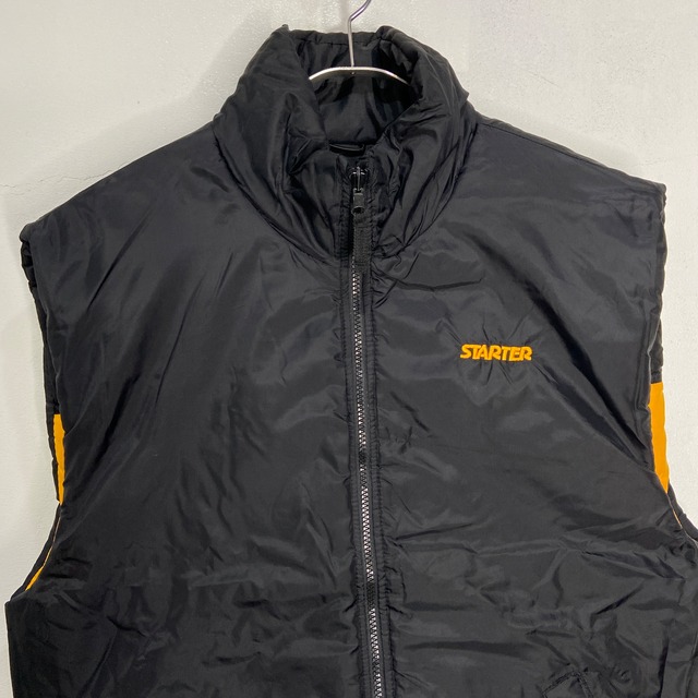90s STARTER リバーシブル中綿ダウンベスト イエロー ブラック L