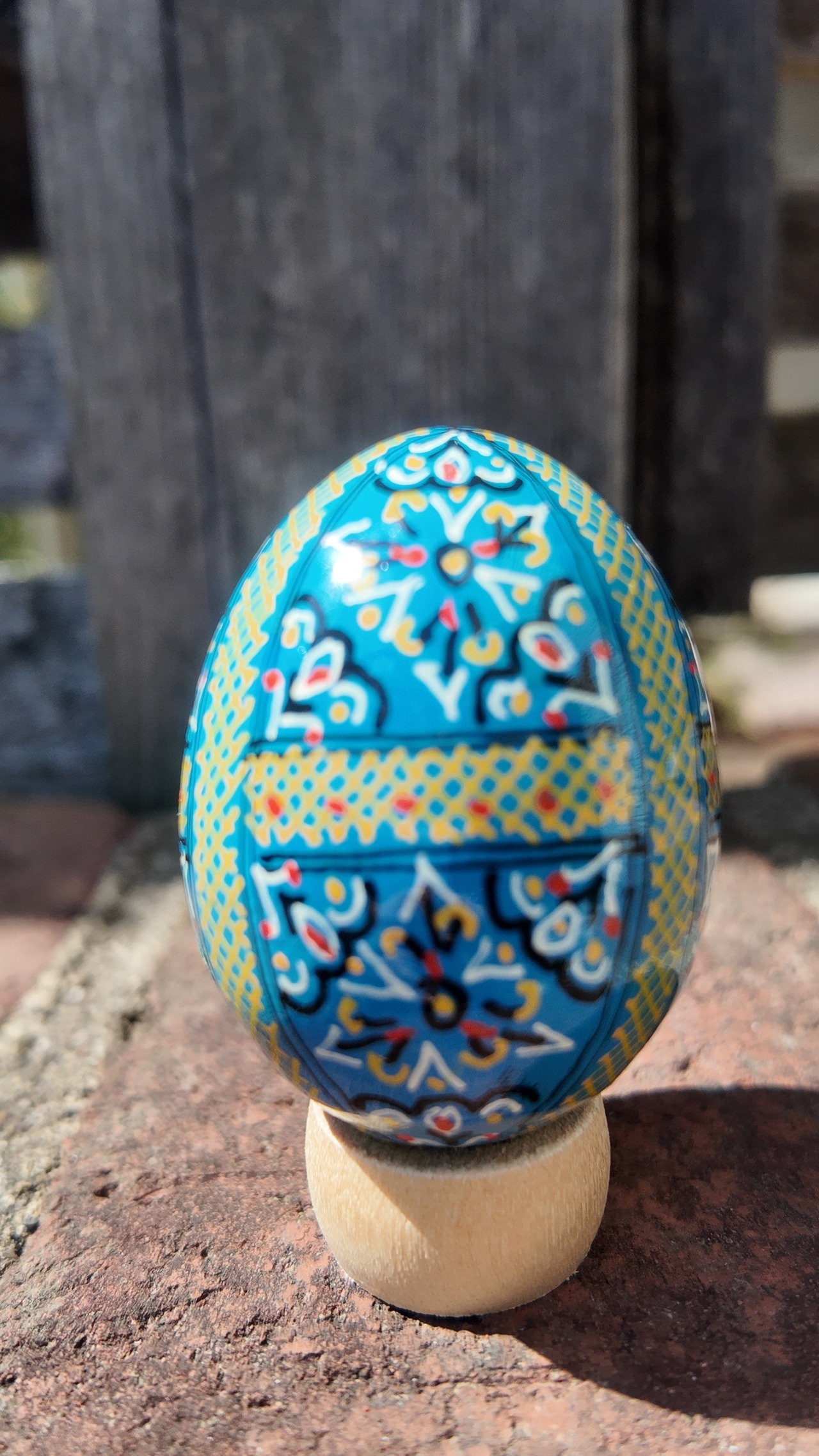 装飾用木製プィサンカ（イースターエッグ）with stand　コロミヤモデル - 2