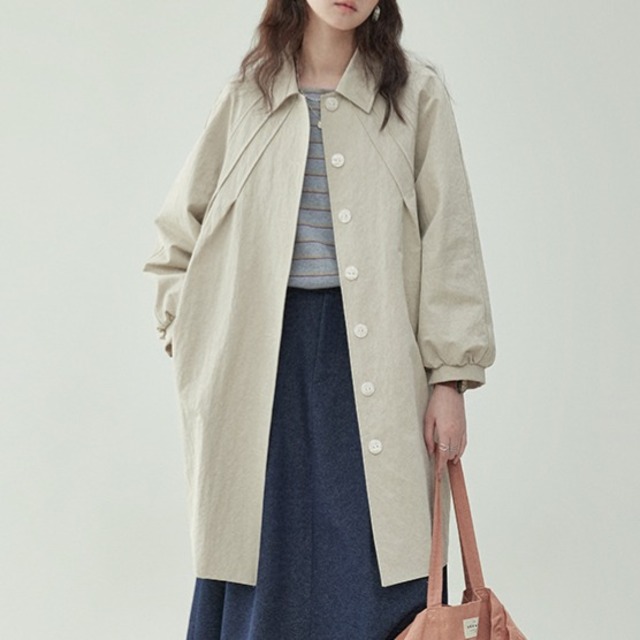 ショルダープリーツデザイン ミドル丈コート 00413