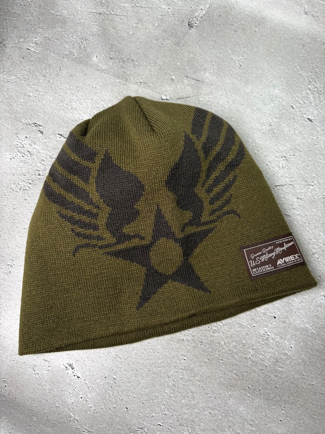 AVIREX / アヴィレックス AX EX AVIREXMARK KNIT  ニット帽 カーキ