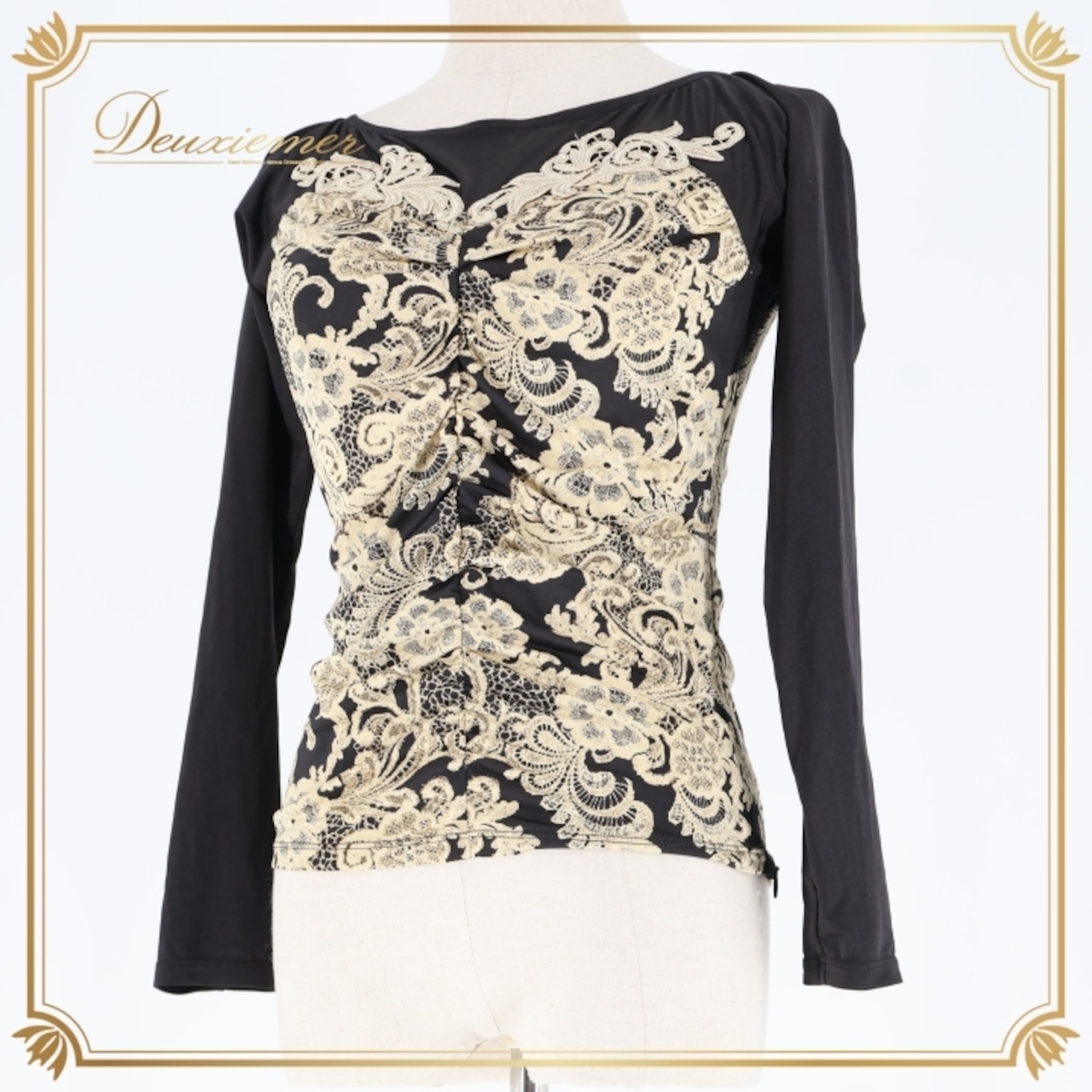 社交ダンス 衣装 トップス ブラウス ブラック系 チャコットロイヤルダンス Chacott ROYAL DANCE 日本製 黒 刺繍 花柄 花 パーティー 華やか かわいい ステージ イベント 練習 レッスン 伸縮 ストレッチ ベージュ系