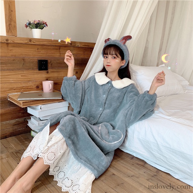 パジャマ レディース ルームウェア 部屋着 ナイトウェア トップス パンツ ゆったり 春秋 春 秋 韓国ファッション オルチャン 上下セット セット レース ラウンドカラー 暖かい ワンピース 長袖 可愛い かわいい カワイイ フェミニン ガーリー おしゃれ スイート キュート