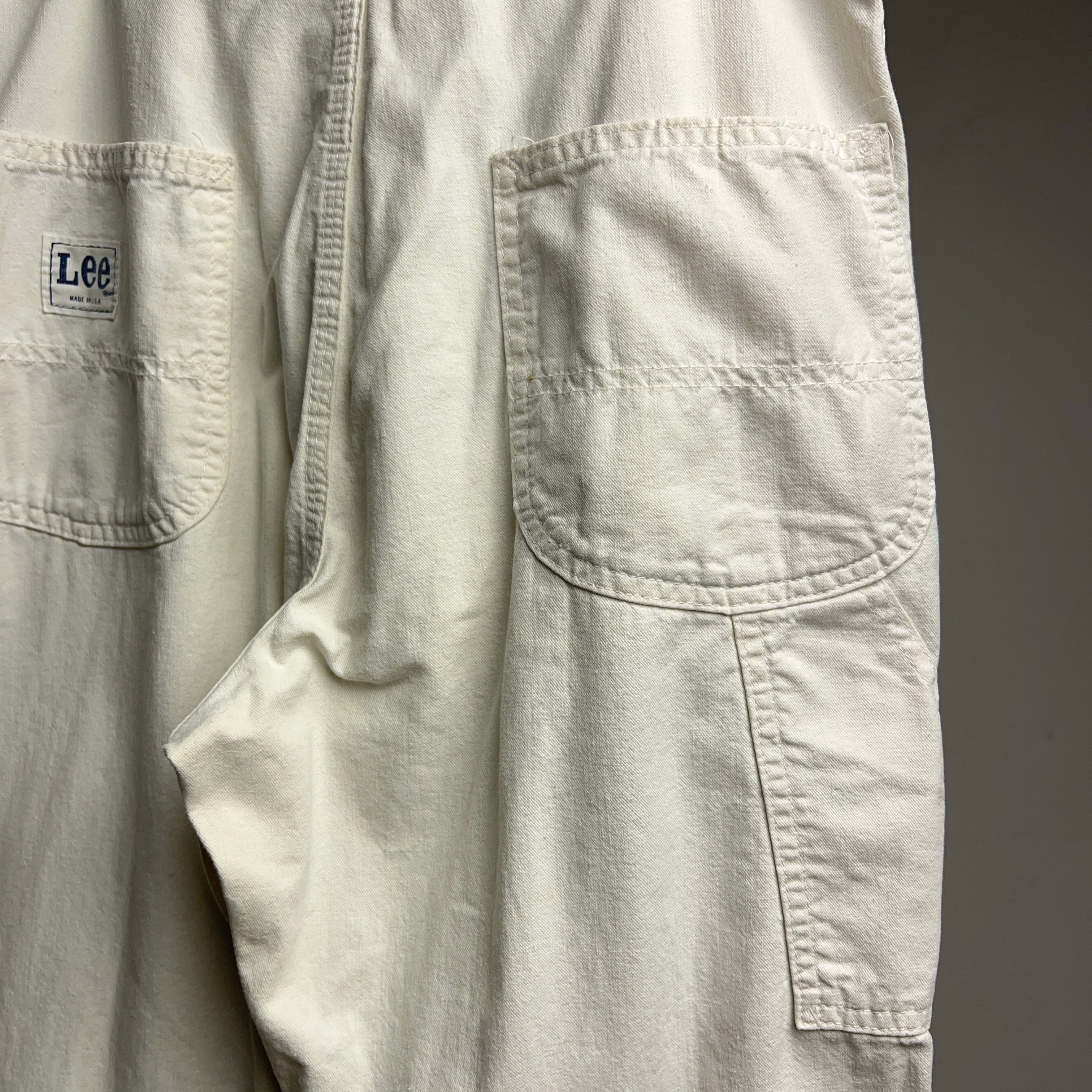 サファリ購入 USA製 32×34 70s LEE ホワイトペインターパンツ