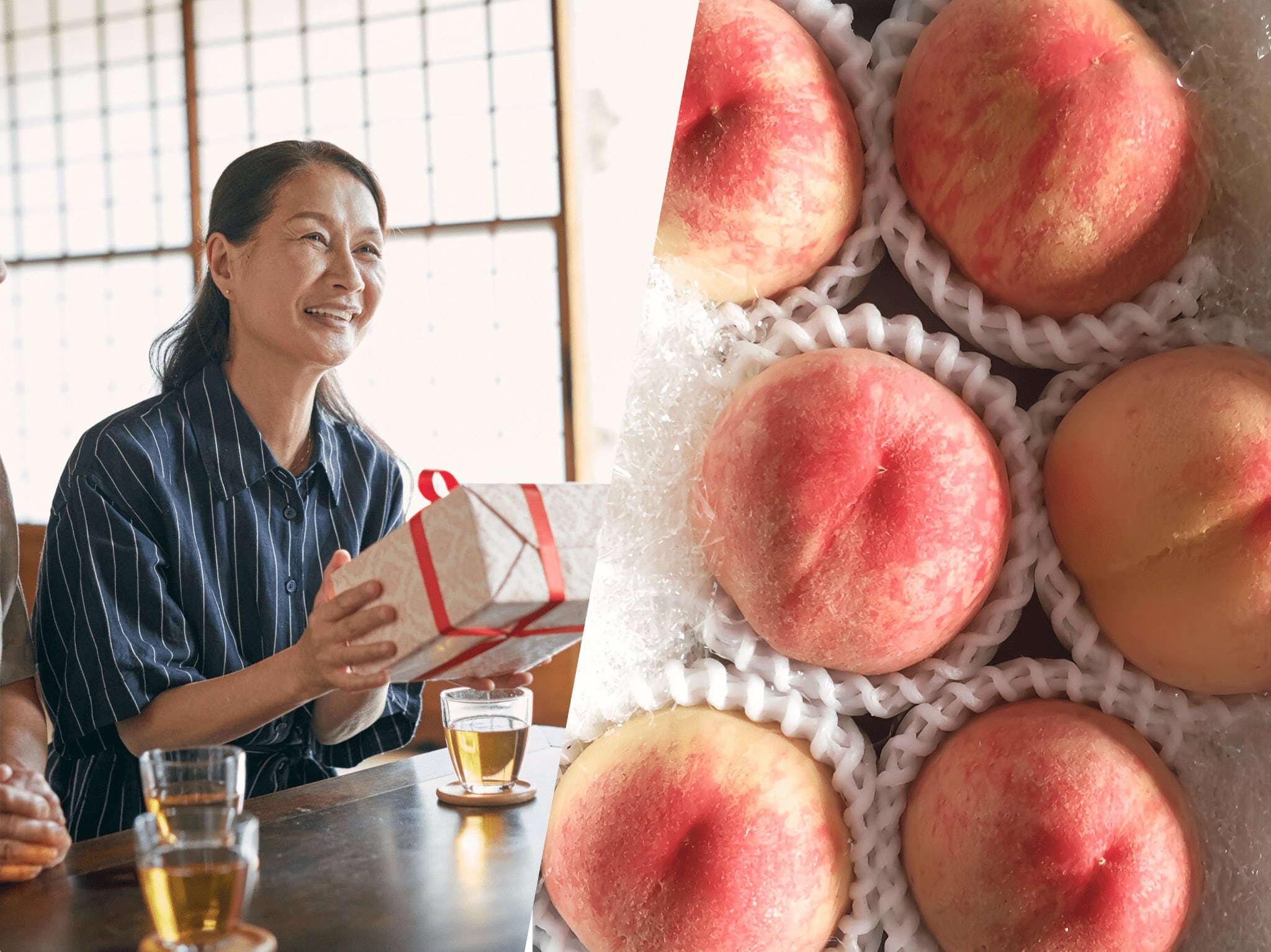 【お中元・ご進物用】≪農薬1回使用、肥料・除草剤不使用≫おてんと様の桃 2㎏(5~8玉)