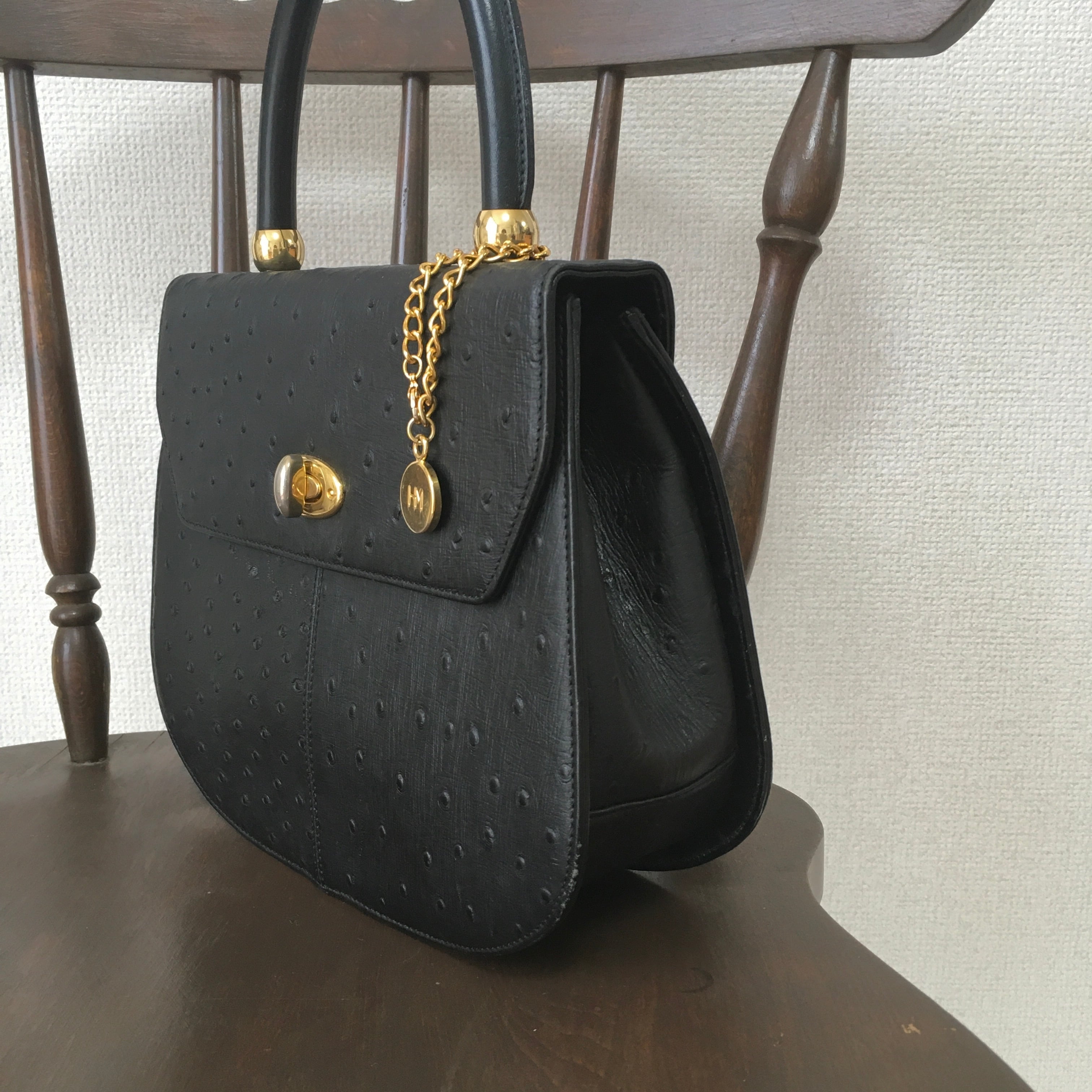 HANAE MORI ostrich handbag〈レトロヴィンテージ ハナエモリ