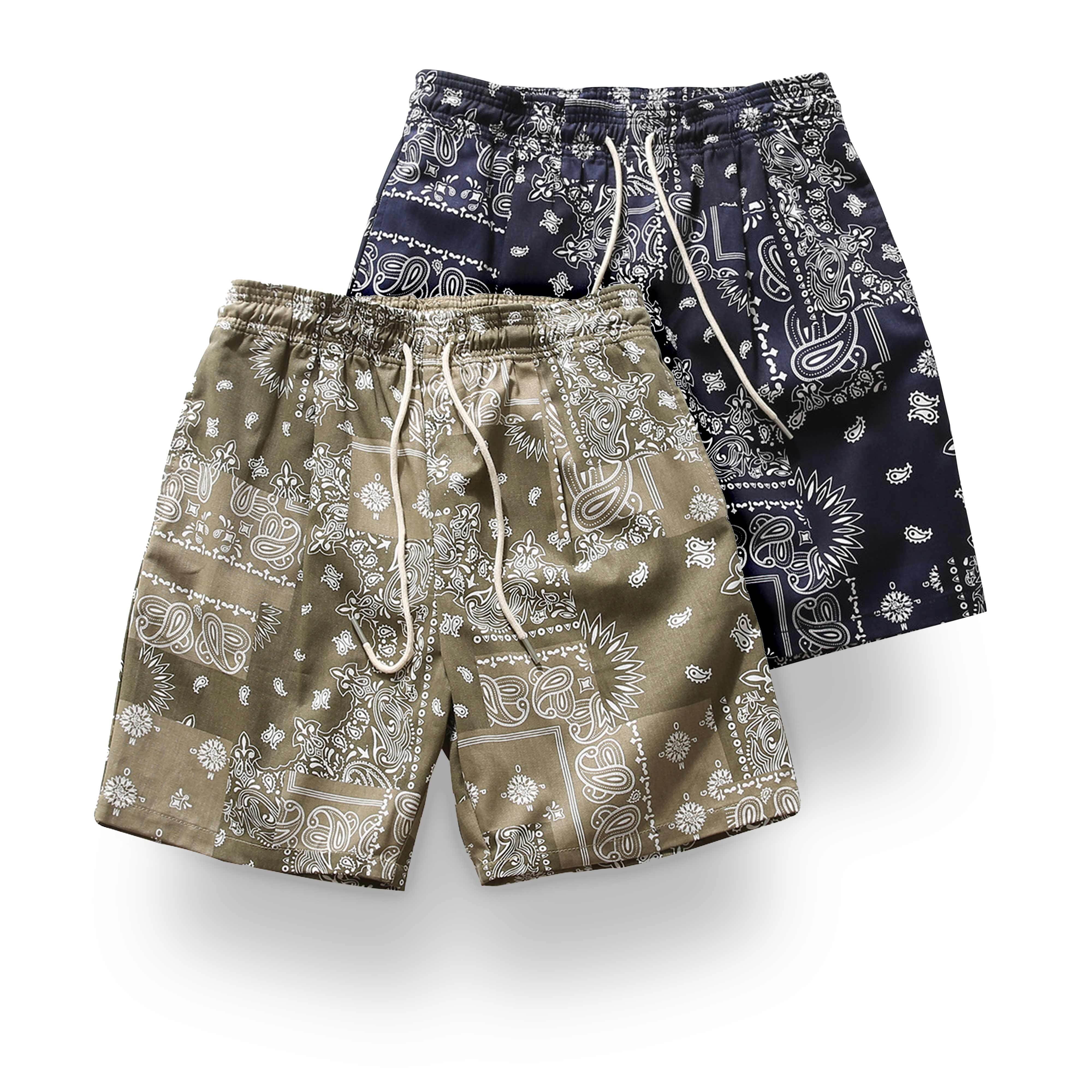 ペイズリーデザインショーツ_ブラック or ネイビー or ベージュ or カーキ