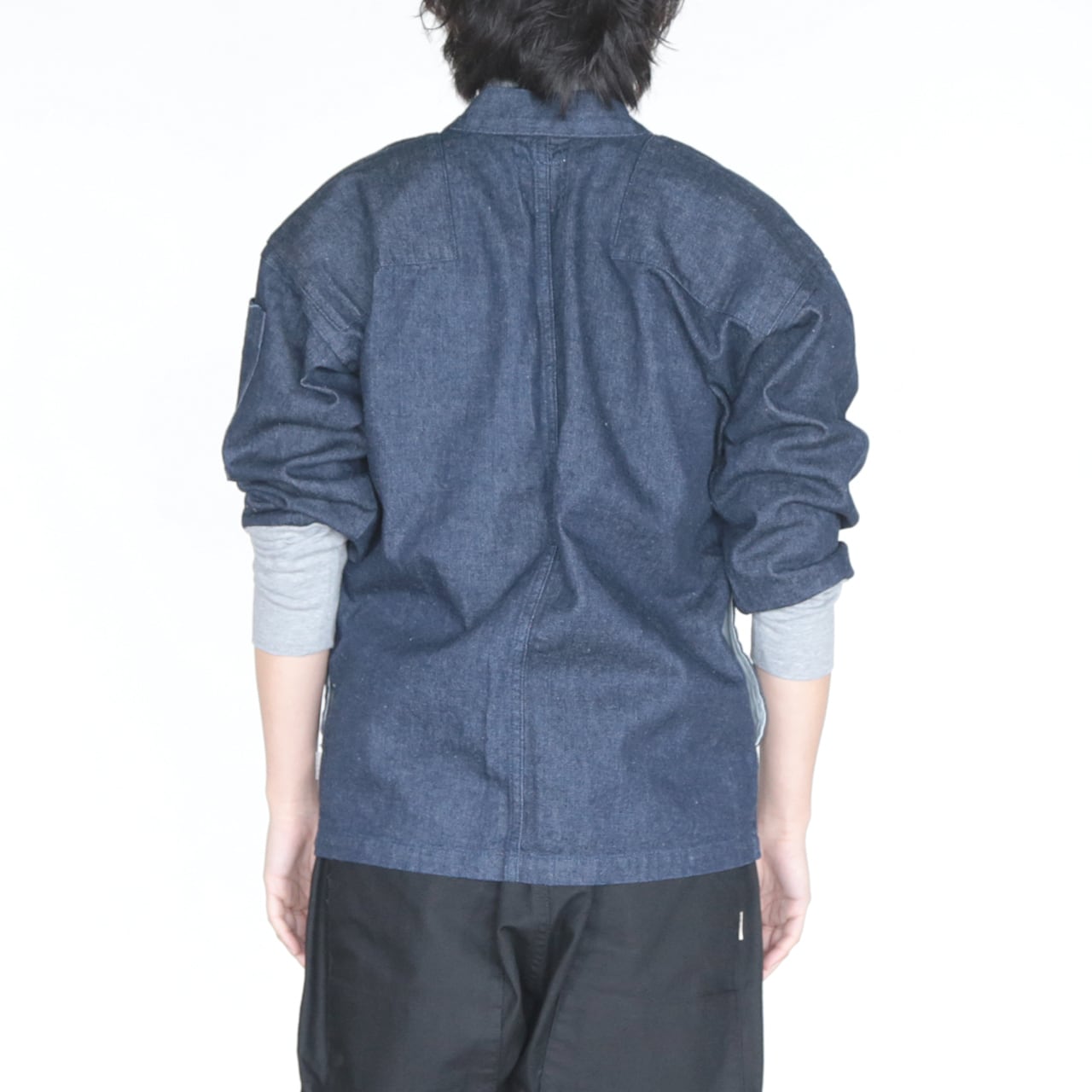 個性派　Jurian　フェード感　インディゴ　羽織　作務衣　野良着　デニム　L d2464eded320e478a49d45b23c0cff