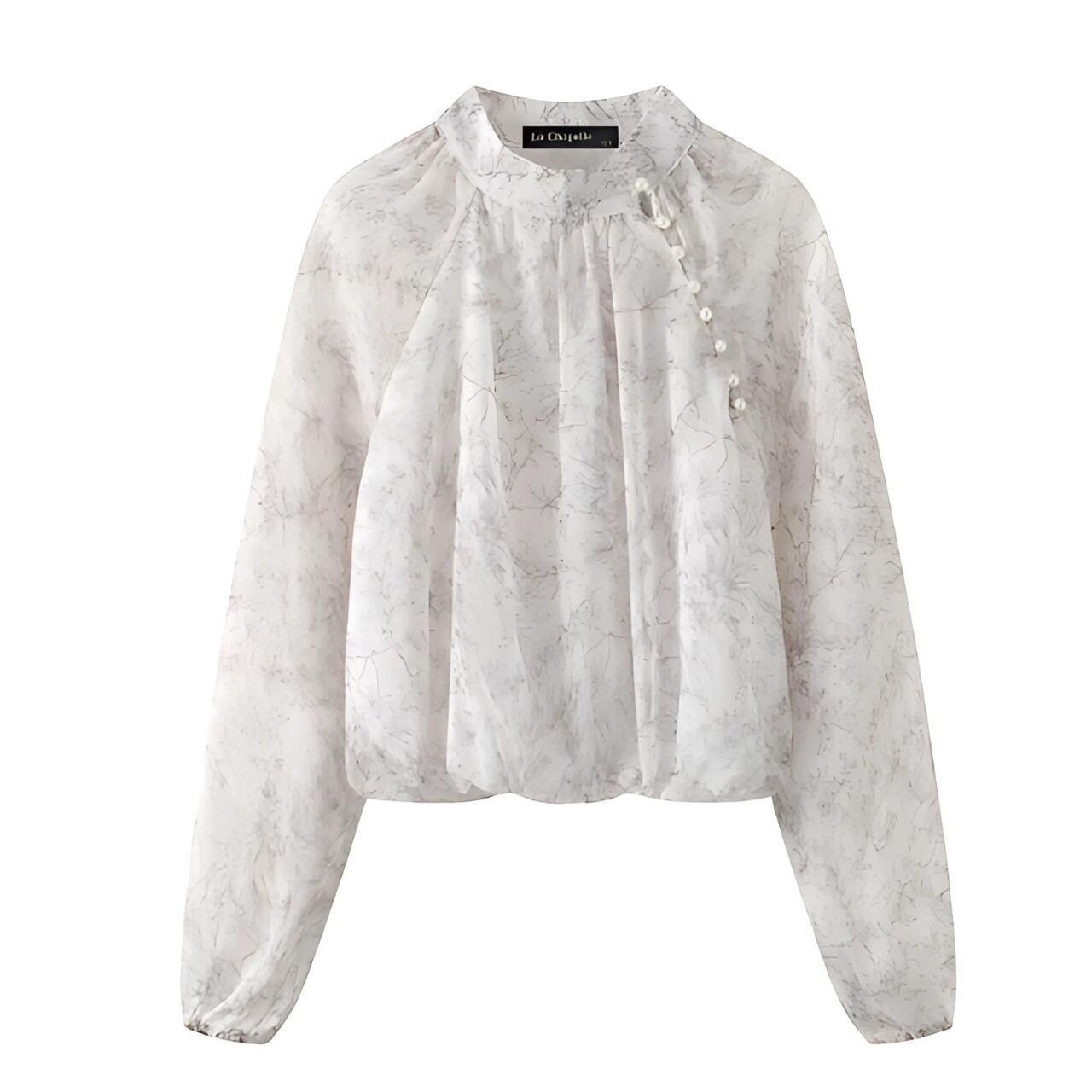 Pearl Button Chiffon Blouse F0105