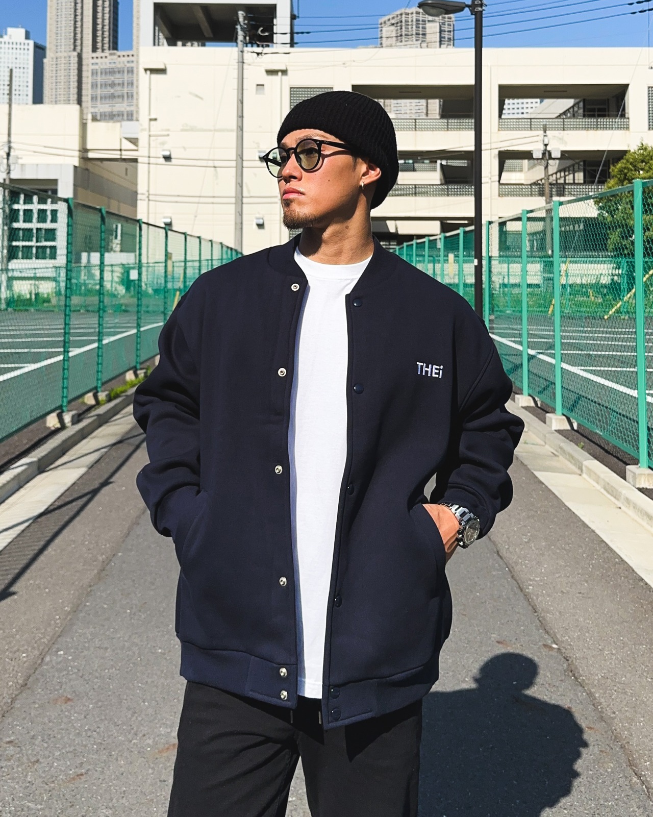 BASIC ONE POINT SWEAT JACKET - NAVY