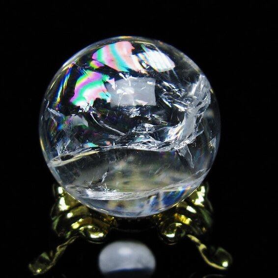 アイリスクォーツ 水晶 丸玉 虹入り 25mm スフィア 置物 水晶玉 一点物 141-6989
