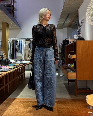 【26SS】FETICO フェティコ / DAMASK JACQUARD DENIM CURVE FIT HIGH RISE JEANS / デニム